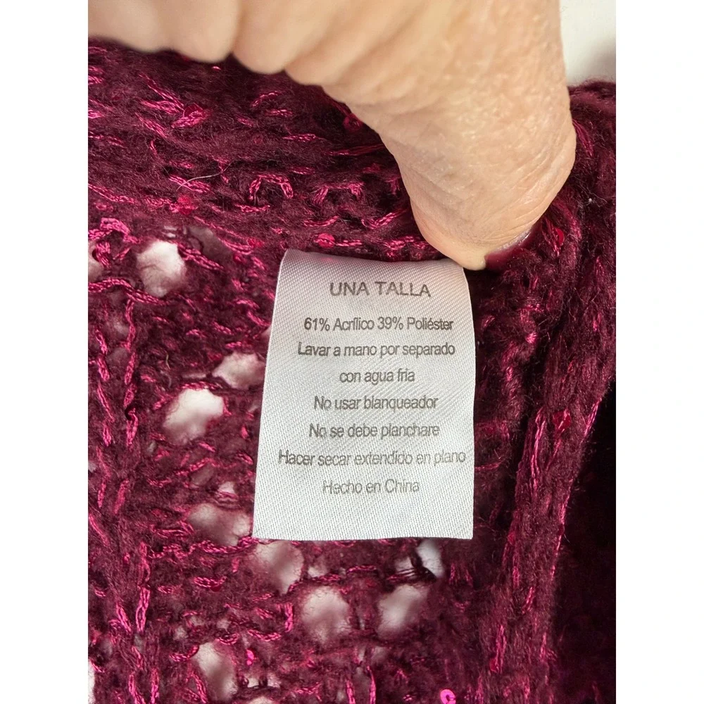 Berkshire‎ Fashion Burgundy Sequin Open Knit Infinity Scarf Wine Red OSFM
